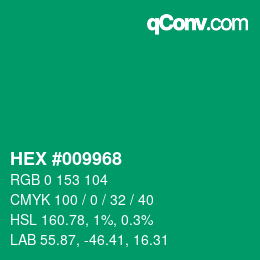 Color code: HEX #009968 | qconv.com