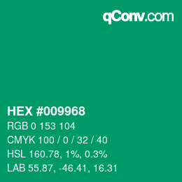 Color code: HEX #009968 | qconv.com