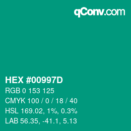 Code couleur: HEX #00997D | qconv.com
