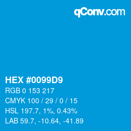 Color code: HEX #0099D9 | qconv.com