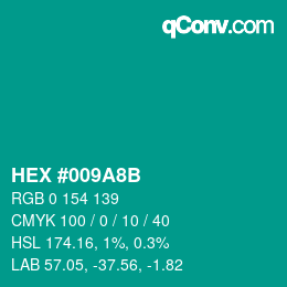 Color code: HEX #009A8B | qconv.com