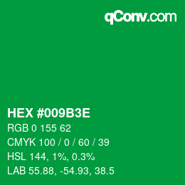 Color code: HEX #009B3E | qconv.com