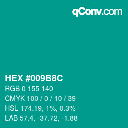 Color code: HEX #009B8C | qconv.com