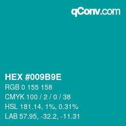 Color code: HEX #009B9E | qconv.com