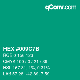 Color code: HEX #009C7B | qconv.com