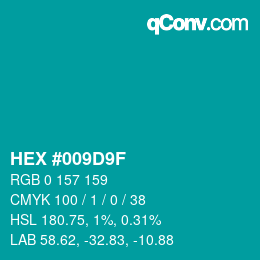 Color code: HEX #009D9F | qconv.com