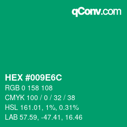 Color code: HEX #009E6C | qconv.com