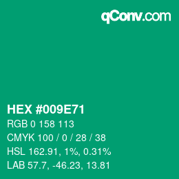 Color code: HEX #009E71 | qconv.com