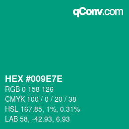 Color code: HEX #009E7E | qconv.com