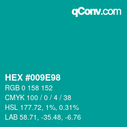 Color code: HEX #009E98 | qconv.com