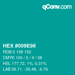 Color code: HEX #009E98 | qconv.com