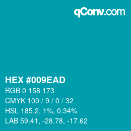 Color code: HEX #009EAD | qconv.com
