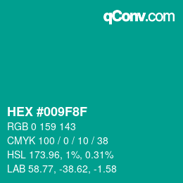 Color code: HEX #009F8F | qconv.com