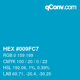 颜色代码: HEX #009FC7 | qconv.com