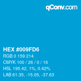 Color code: HEX #009FD6 | qconv.com