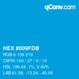 カラーコード: HEX #009FDB | qconv.com