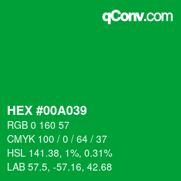 Color code: HEX #00A039 | qconv.com