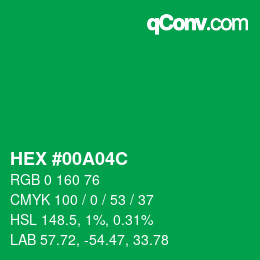 Color code: HEX #00a04c | qconv.com
