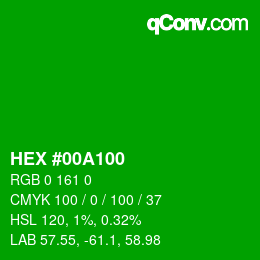 カラーコード: HEX #00A100 | qconv.com