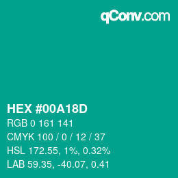 Color code: HEX #00A18D | qconv.com