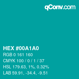 Color code: HEX #00A1A0 | qconv.com