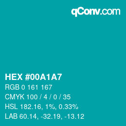 Color code: HEX #00A1A7 | qconv.com