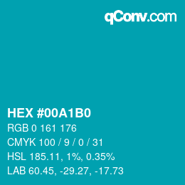 Color code: HEX #00A1B0 | qconv.com