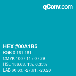 颜色代码: HEX #00A1B5 | qconv.com
