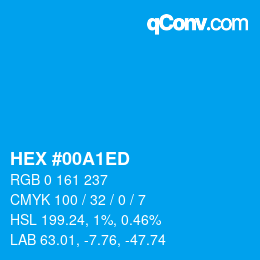 カラーコード: HEX #00A1ED | qconv.com