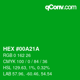 Color code: HEX #00A21A | qconv.com