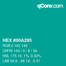 颜色代码: HEX #00A295 | qconv.com