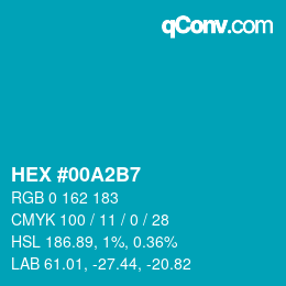 カラーコード: HEX #00A2B7 | qconv.com