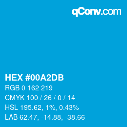 カラーコード: HEX #00A2DB | qconv.com
