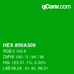 Color code: HEX #00A309 | qconv.com