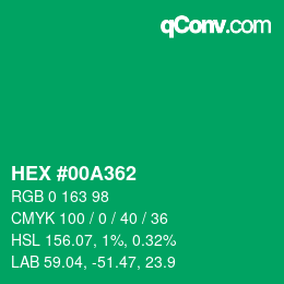 Color code: HEX #00A362 | qconv.com