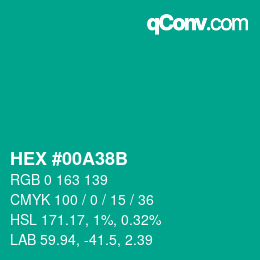 颜色代码: HEX #00A38B | qconv.com