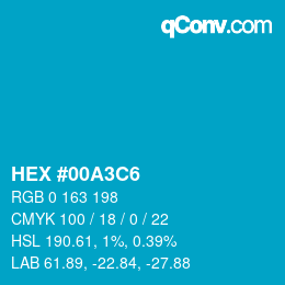 カラーコード: HEX #00A3C6 | qconv.com