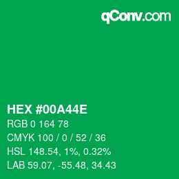 Color code: HEX #00A44E | qconv.com