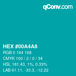 Color code: HEX #00A4A8 | qconv.com