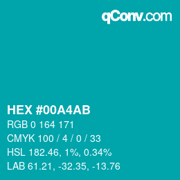 Color code: HEX #00A4AB | qconv.com