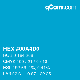 カラーコード: HEX #00A4D0 | qconv.com