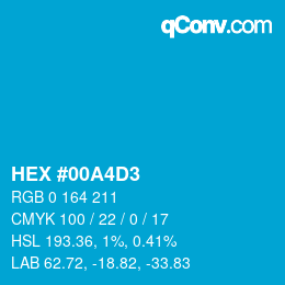 カラーコード: HEX #00A4D3 | qconv.com