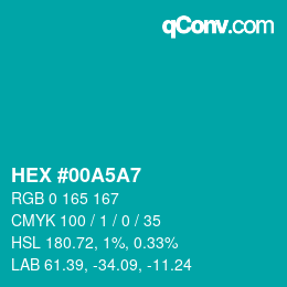 Color code: HEX #00A5A7 | qconv.com
