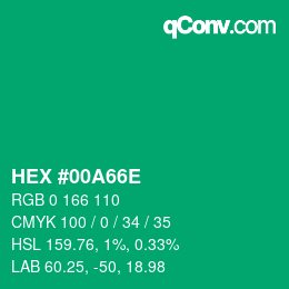 Color code: HEX #00A66E | qconv.com
