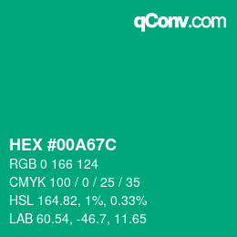 Color code: HEX #00A67C | qconv.com