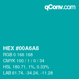 Color code: HEX #00A6A8 | qconv.com