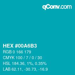 Color code: HEX #00A6B3 | qconv.com