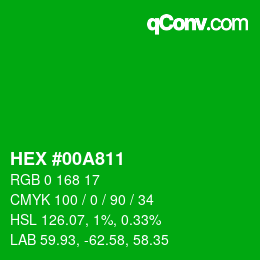 颜色代码: HEX #00A811 | qconv.com