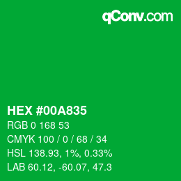 Color code: HEX #00A835 | qconv.com