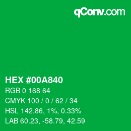 Color code: HEX #00A840 | qconv.com